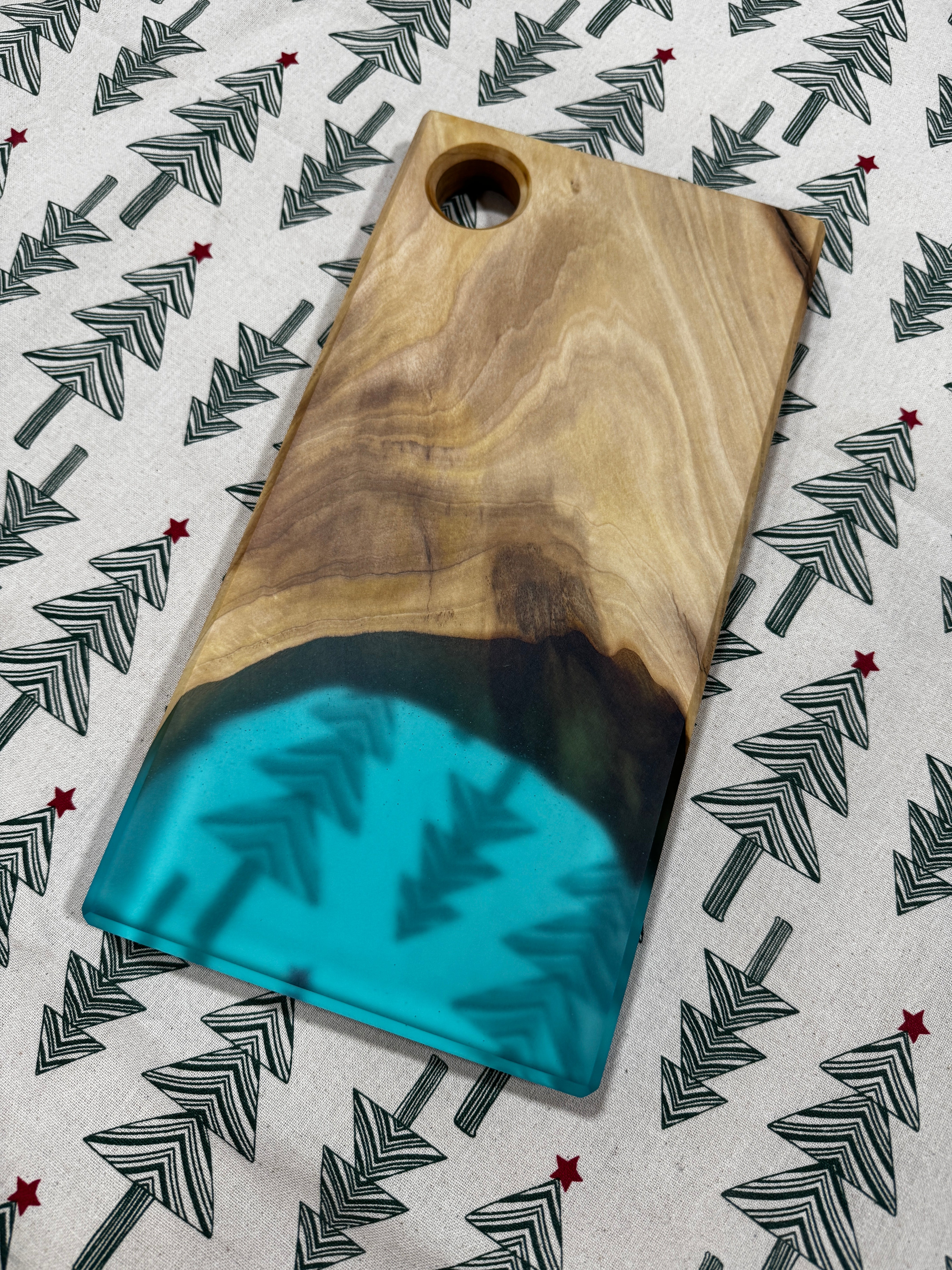 English Walnut & Glacial Blue Resin Charcuterie Board