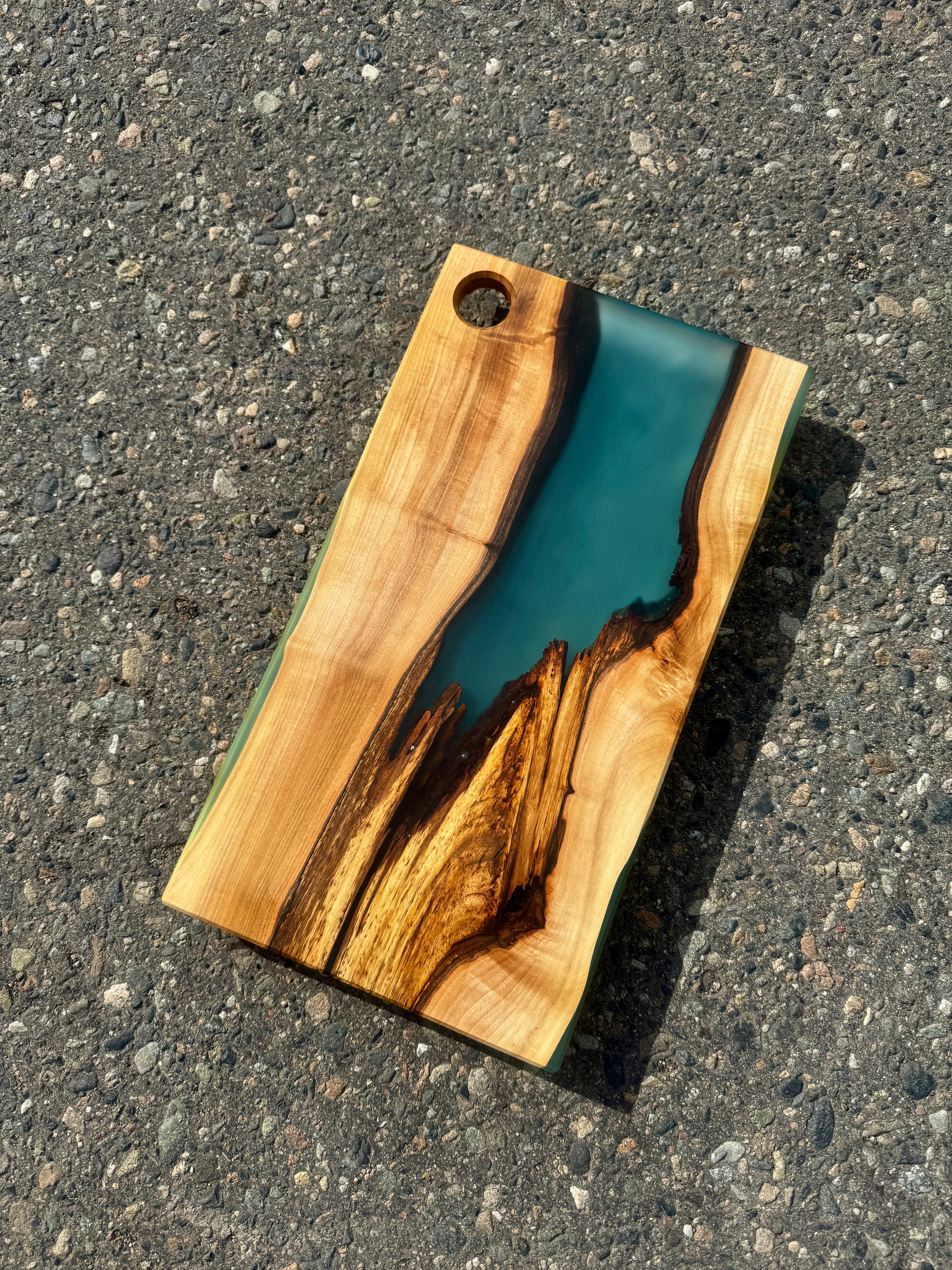 English Walnut & Glacial Blue Resin Charcuterie Board