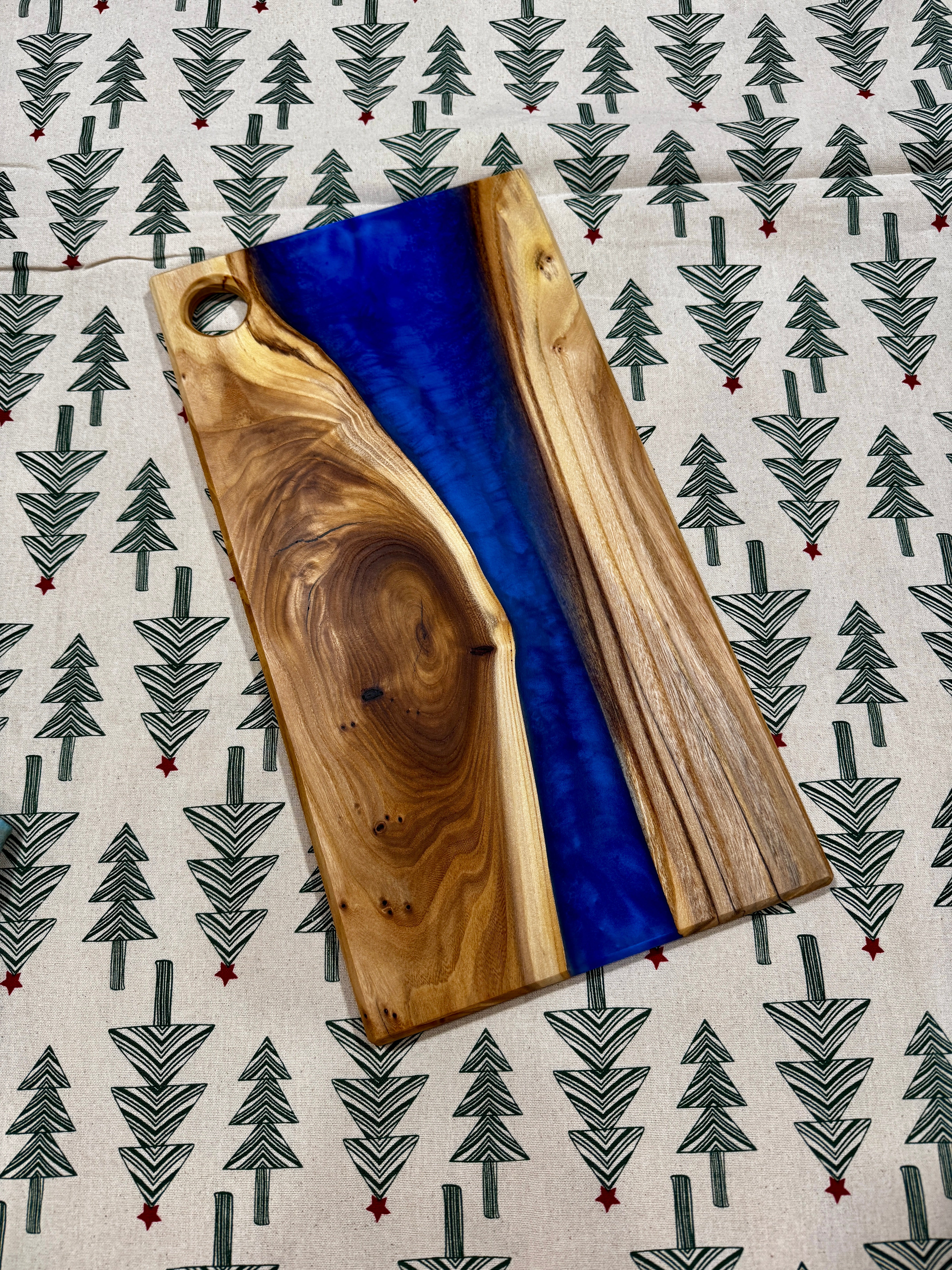 Chinese Elm & Magic Blue Resin Charcuterie Board