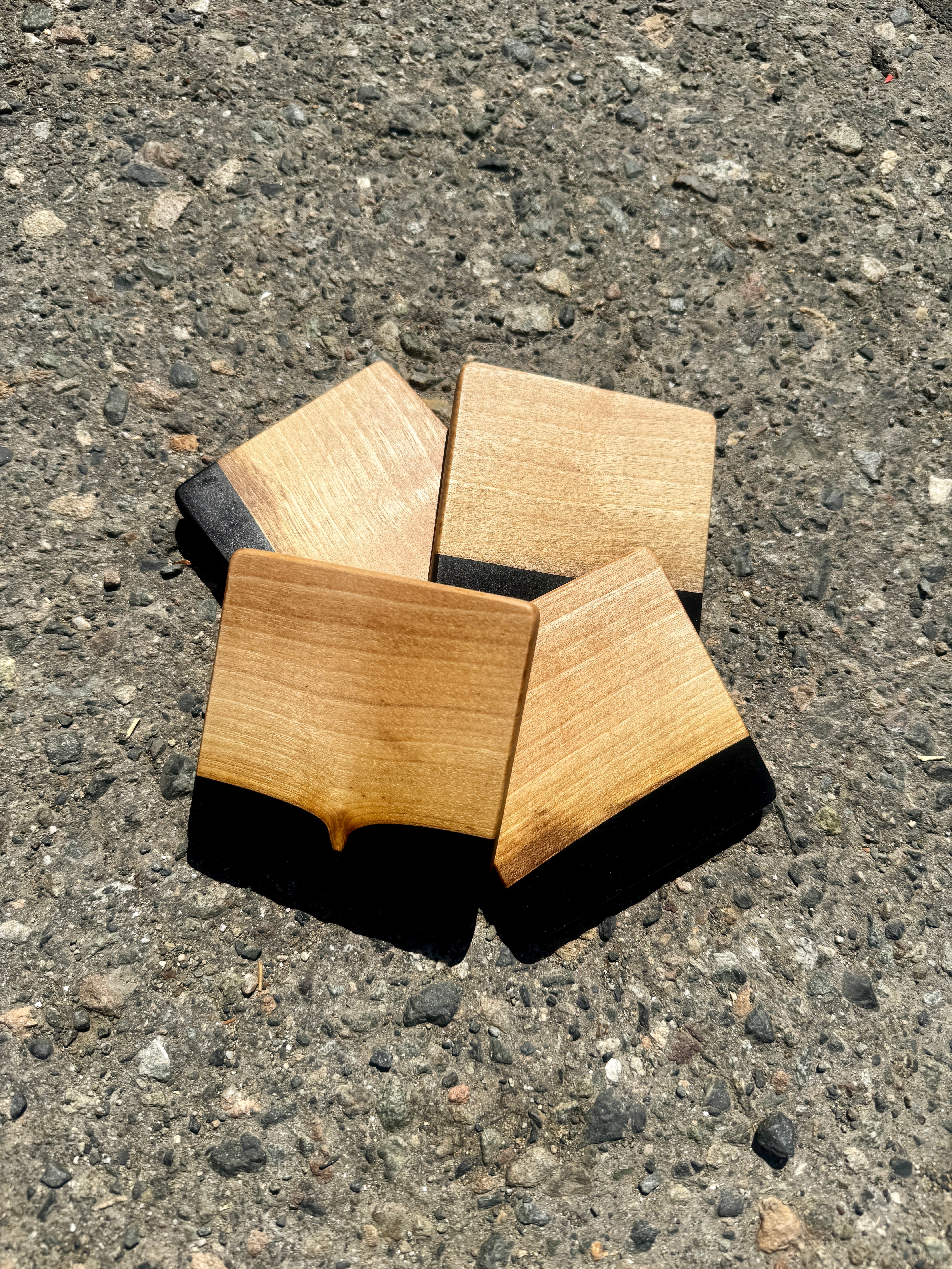 English Walnut & Smoke Black Coaster Set