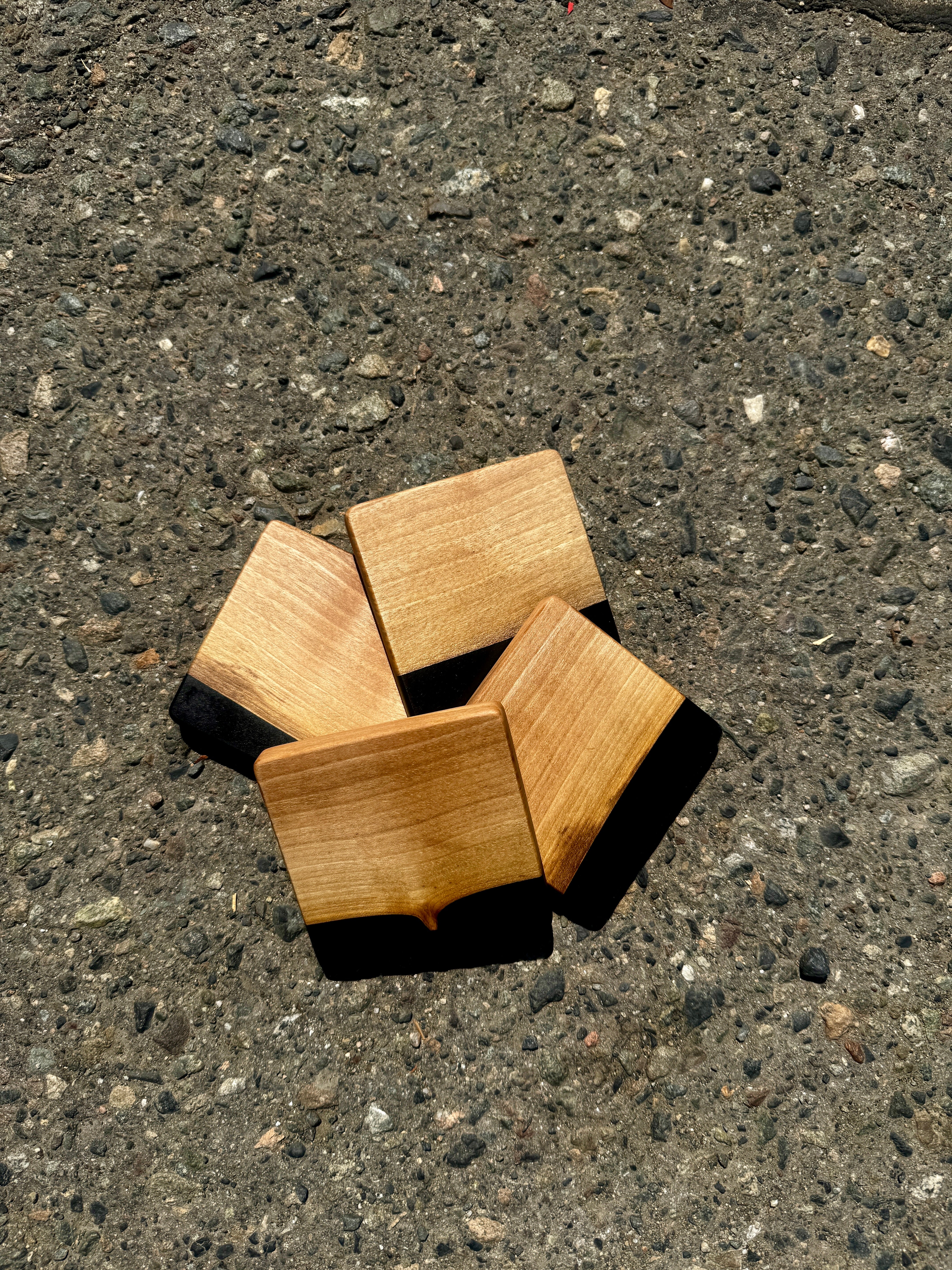 English Walnut & Smoke Black Coaster Set