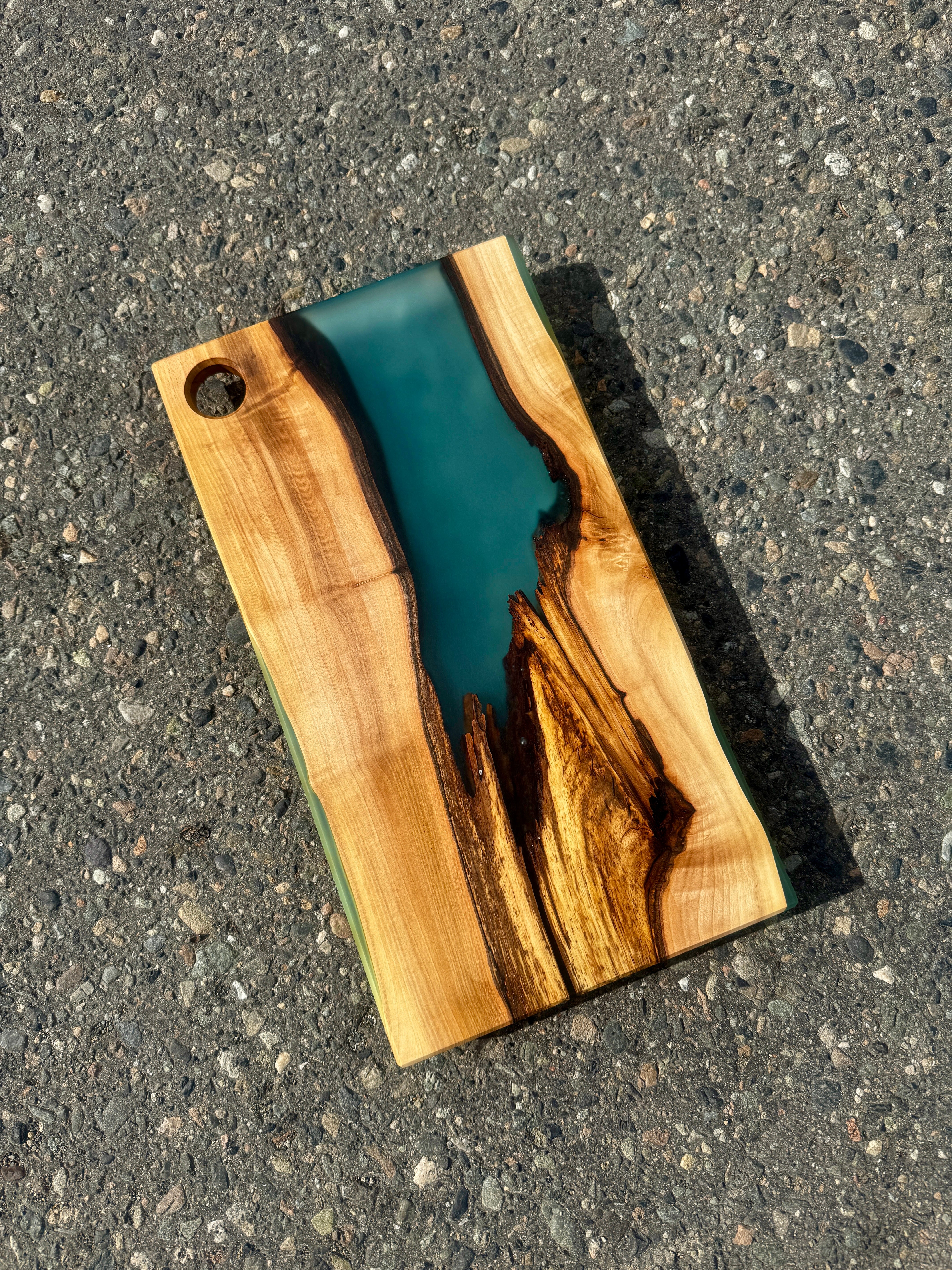 English Walnut & Glacial Blue Resin Charcuterie Board