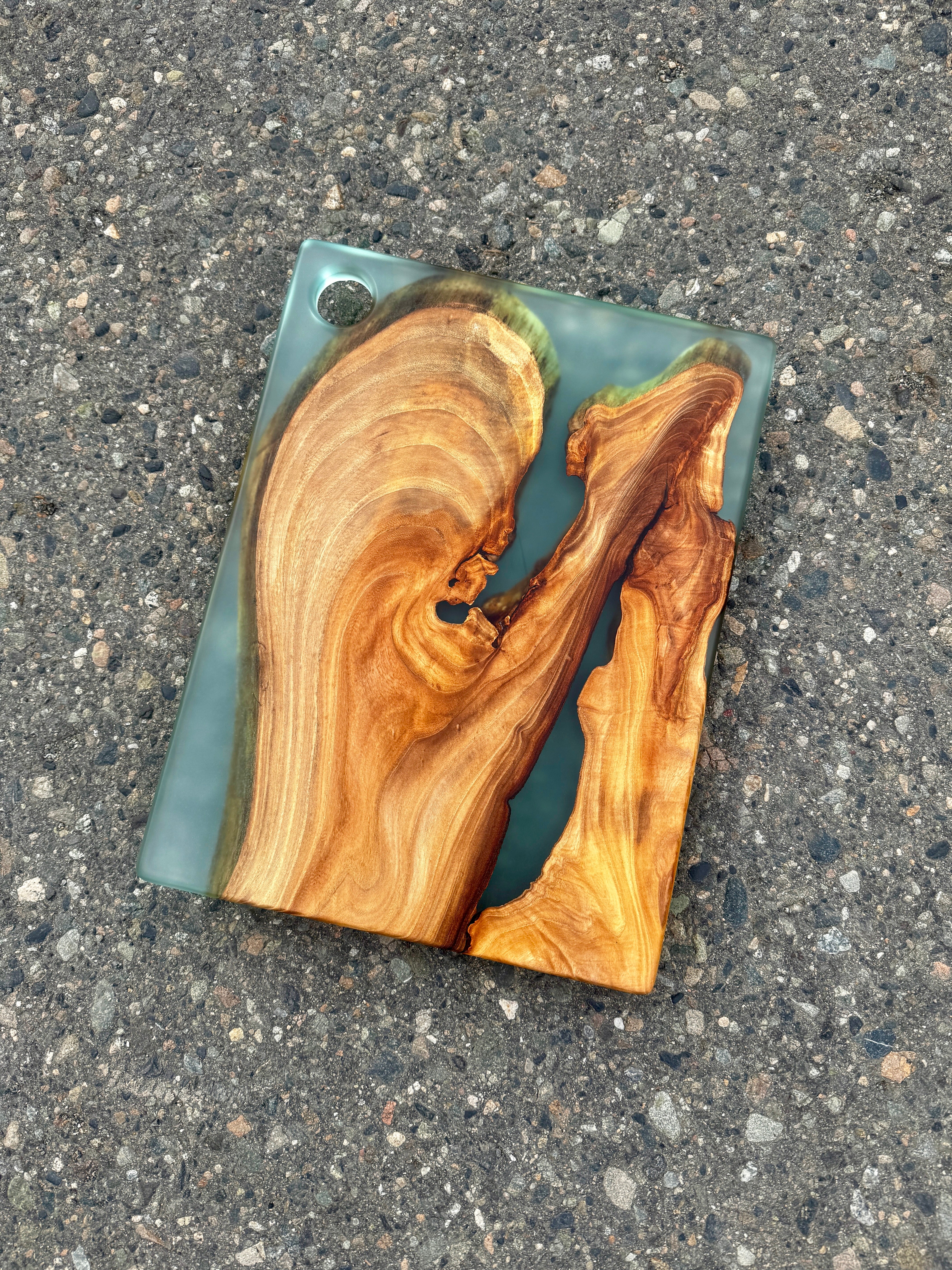 Siberian Elm & Glacial Blue Resin Charcuterie Board