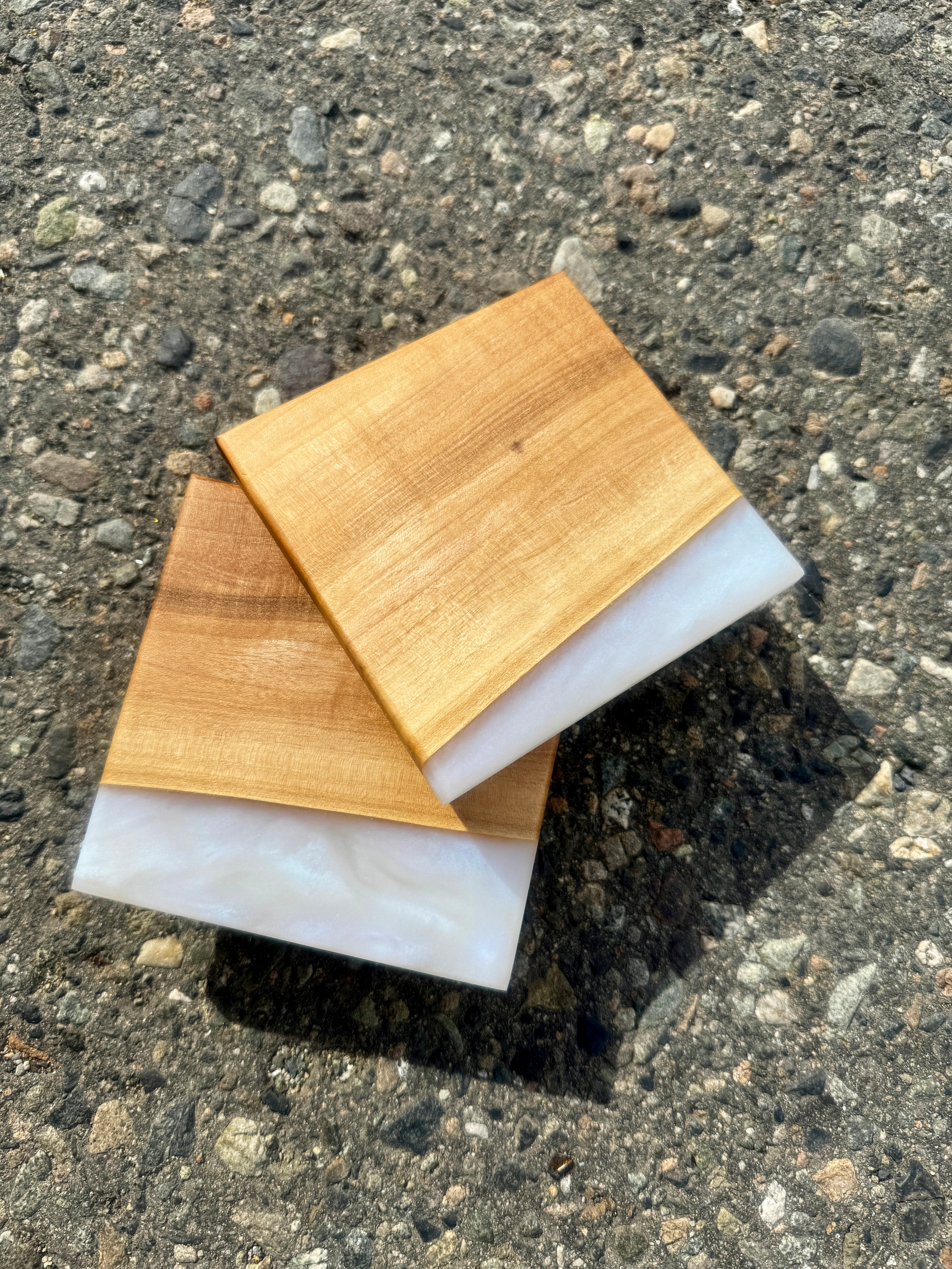 Siberian Elm & Ghost Blue Coaster Pair