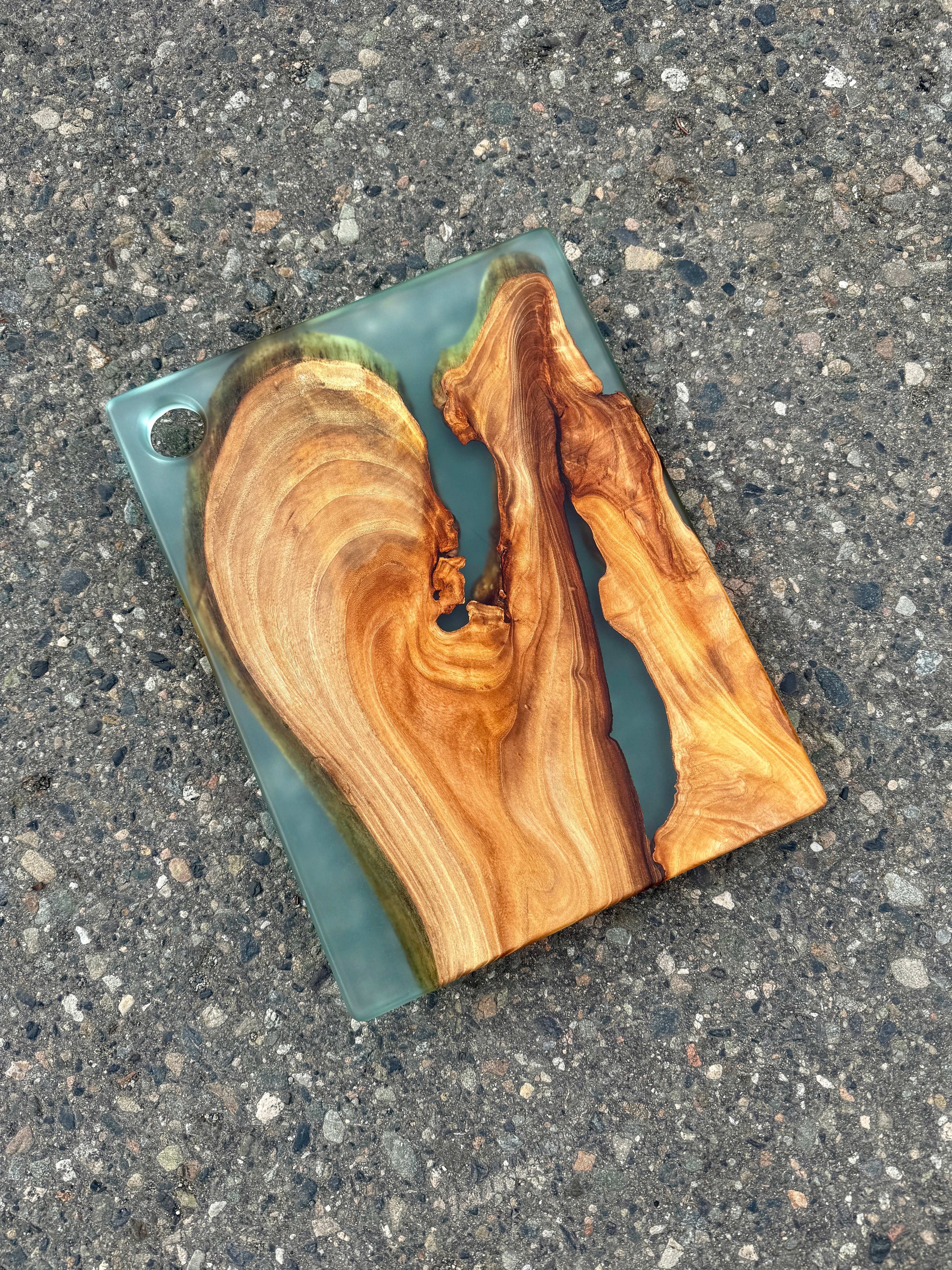 Siberian Elm & Glacial Blue Resin Charcuterie Board