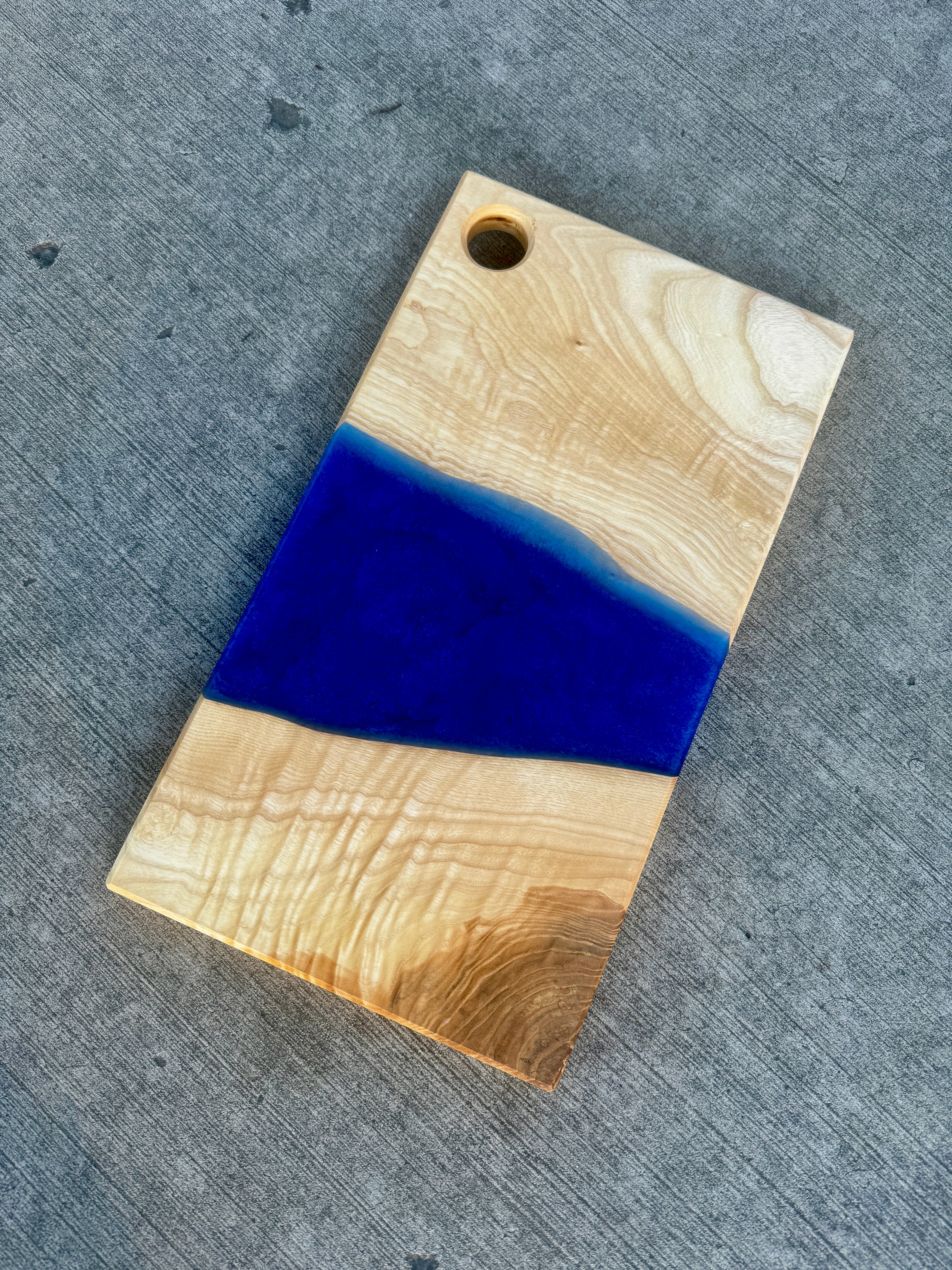 Figured Maple & Ocean Blue Resin Charcuterie Board