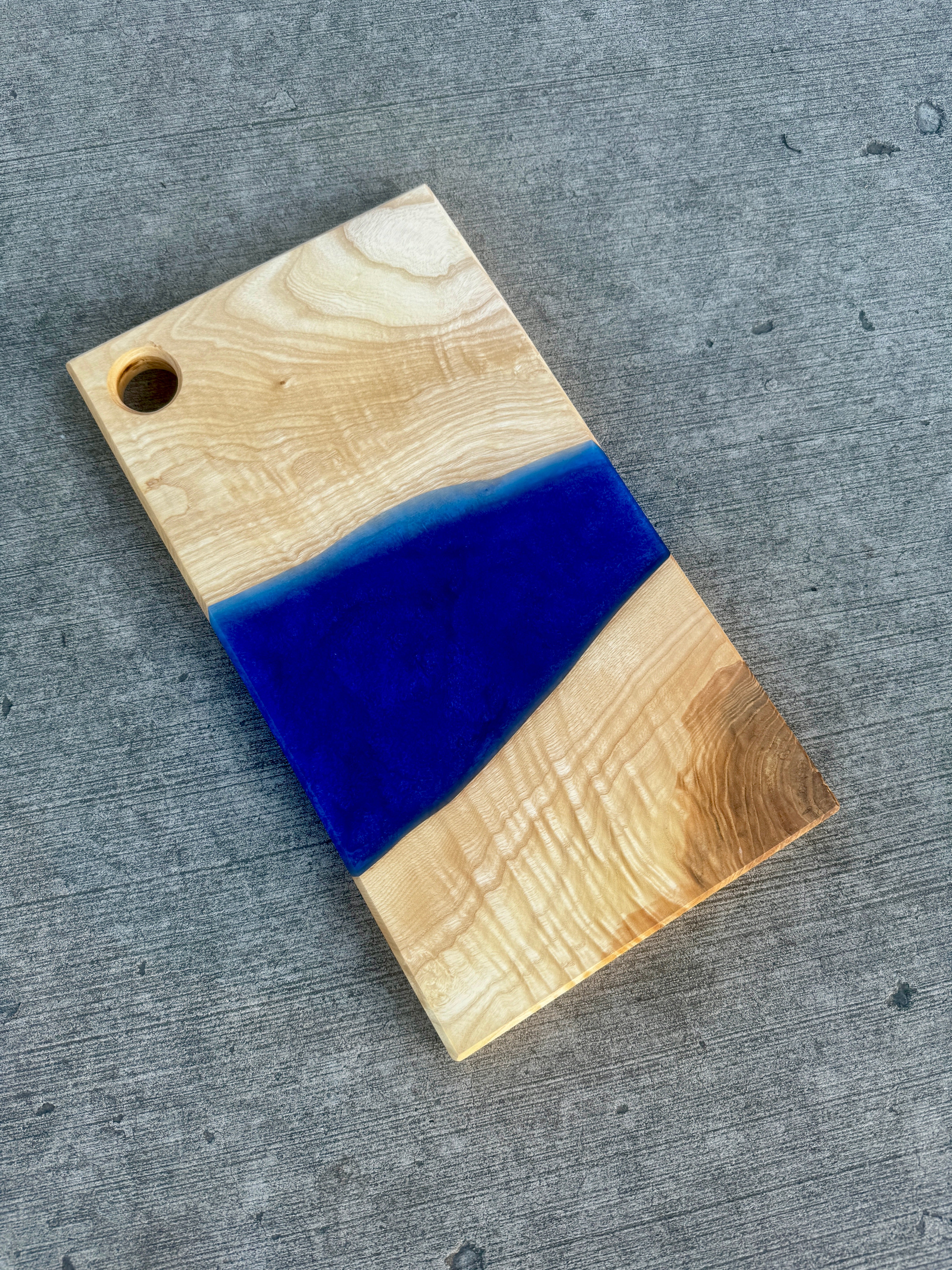 Figured Maple & Ocean Blue Resin Charcuterie Board