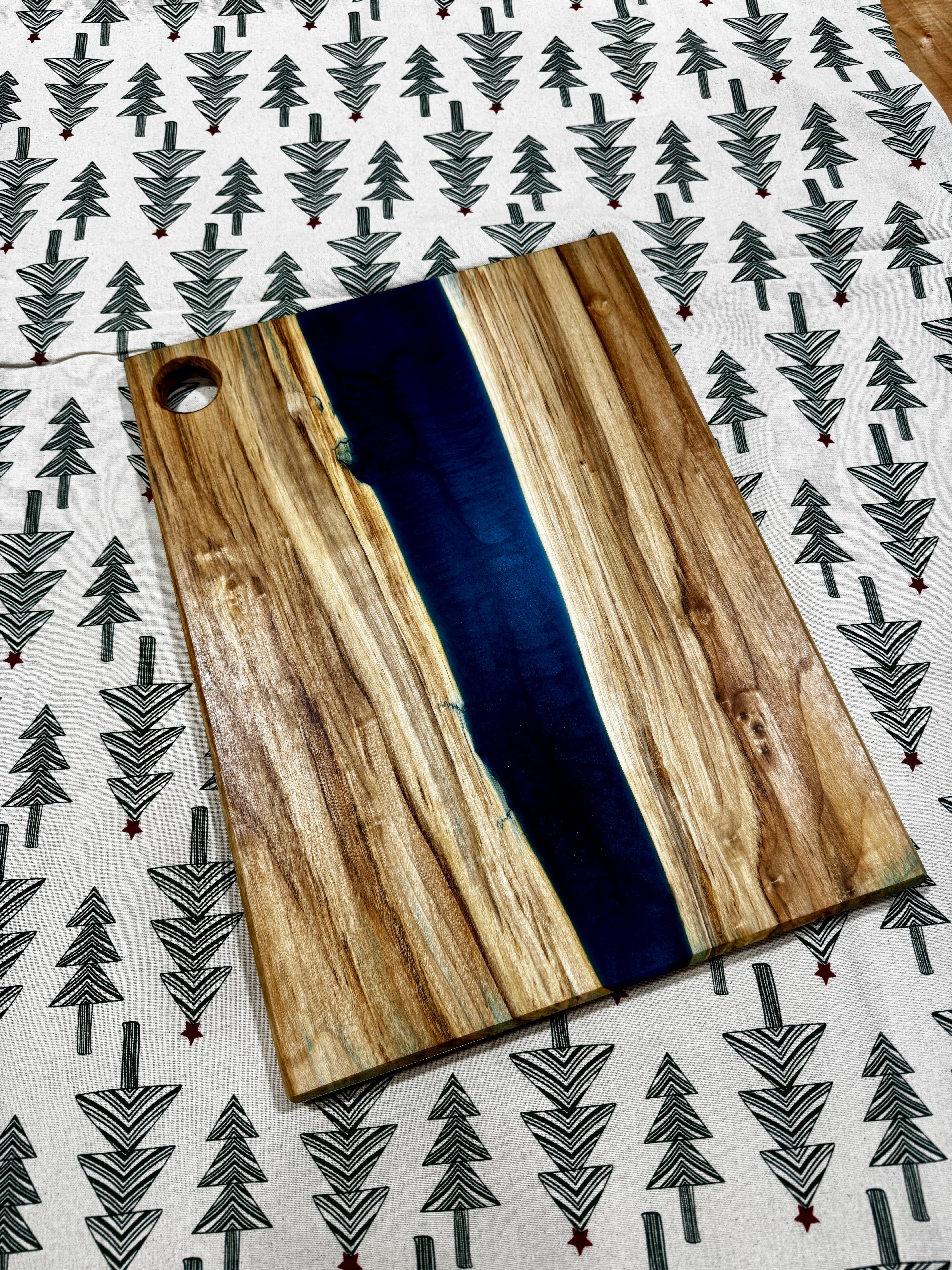 Silver Maple & Blue Diamond Resin Charcuterie Board