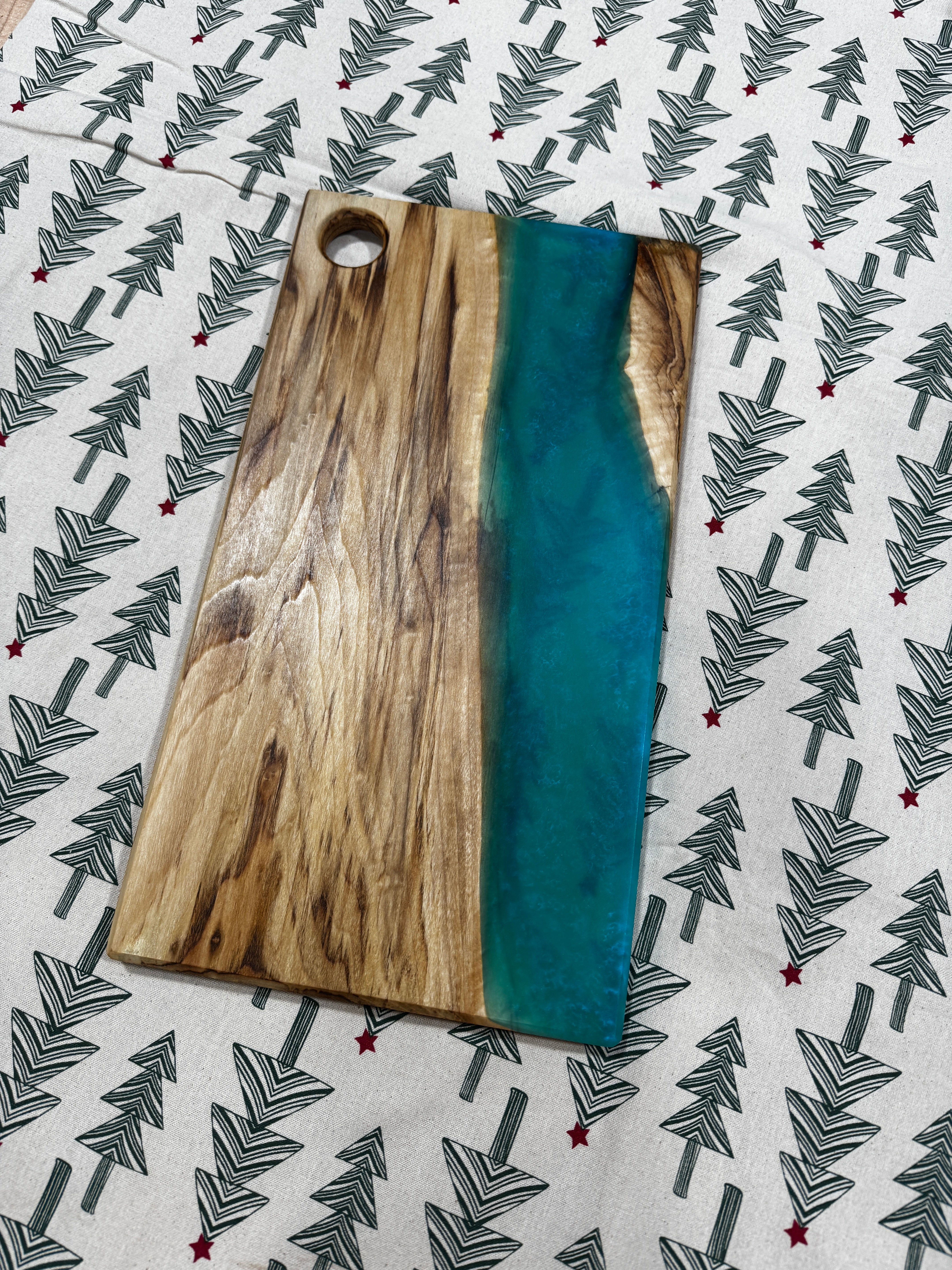 Maple & Caribbean Blue Resin Charcuterie Board