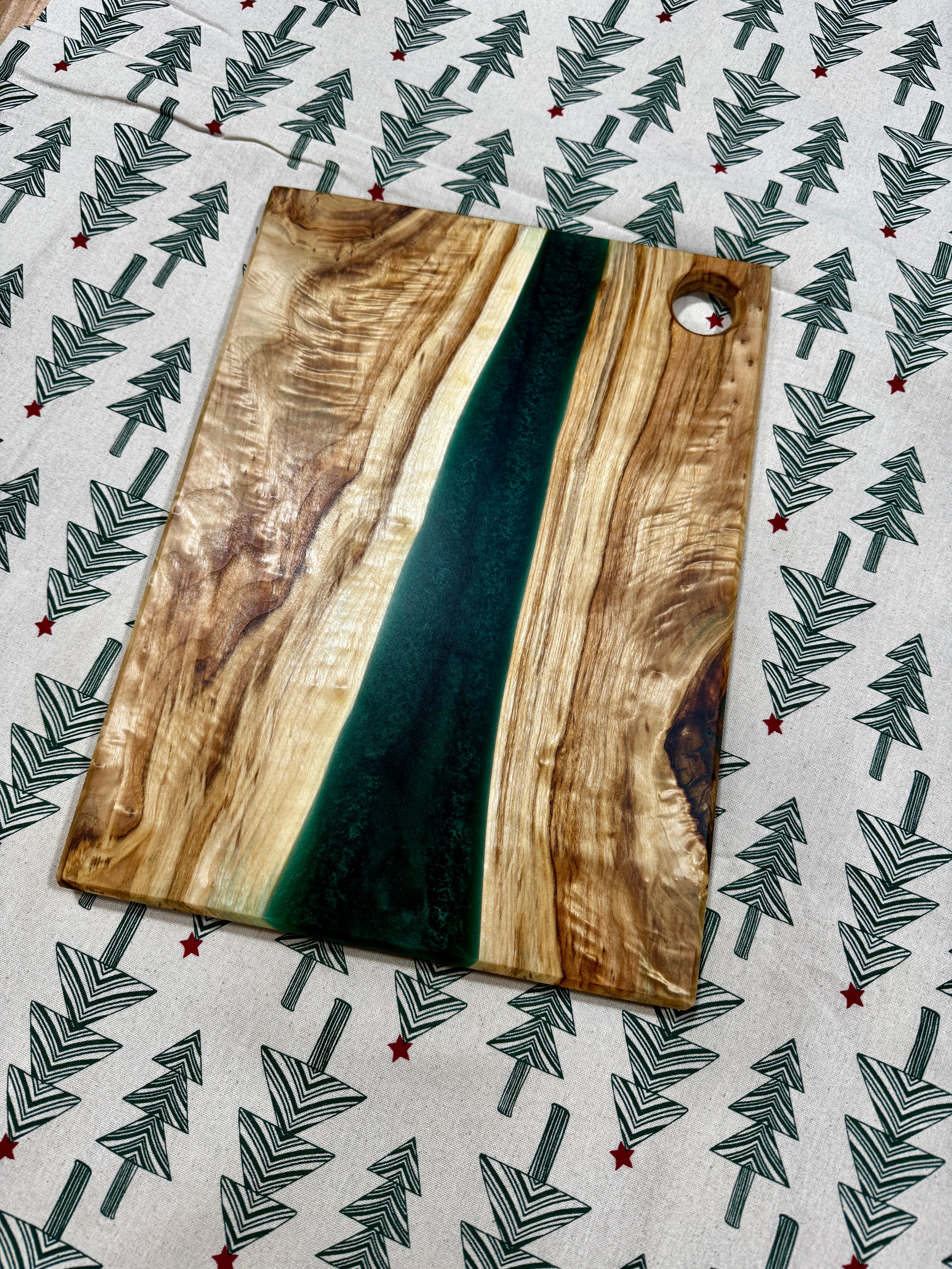 Silver Maple & Forest Green Resin Charcuterie Board