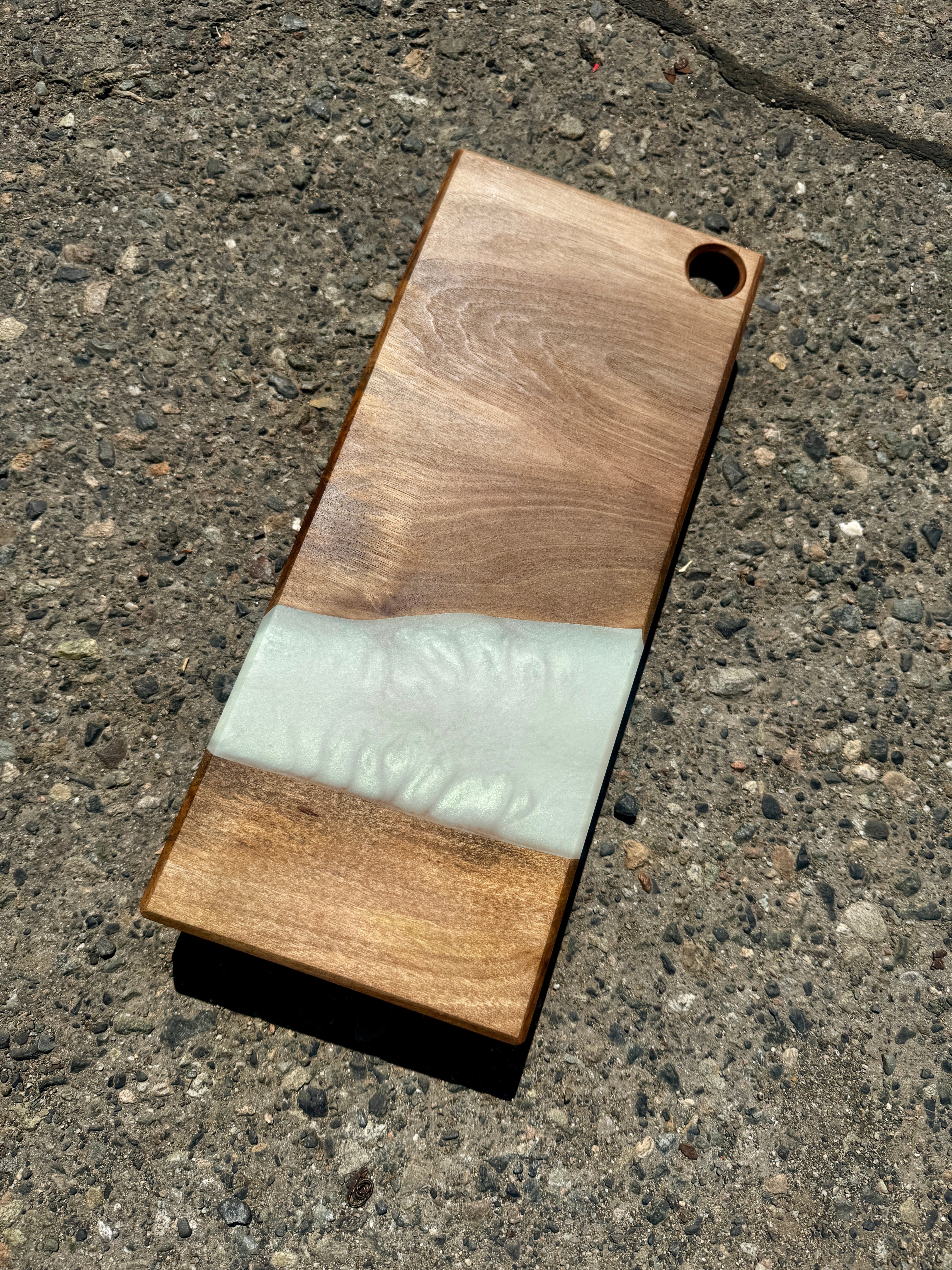 English Walnut & Ghost Green Resin Charcuterie Board