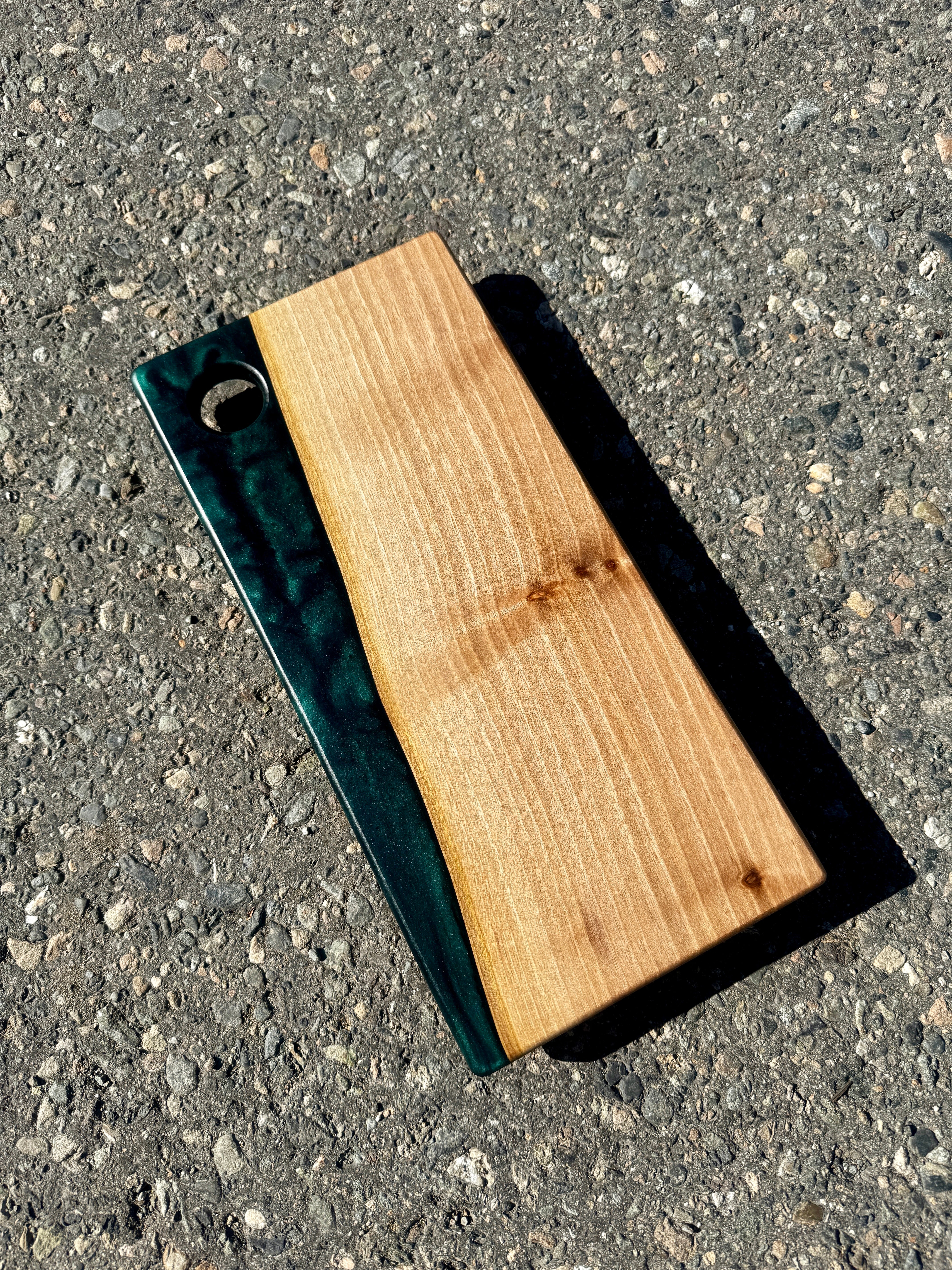 English Walnut & Royal Green Resin Charcuterie Board