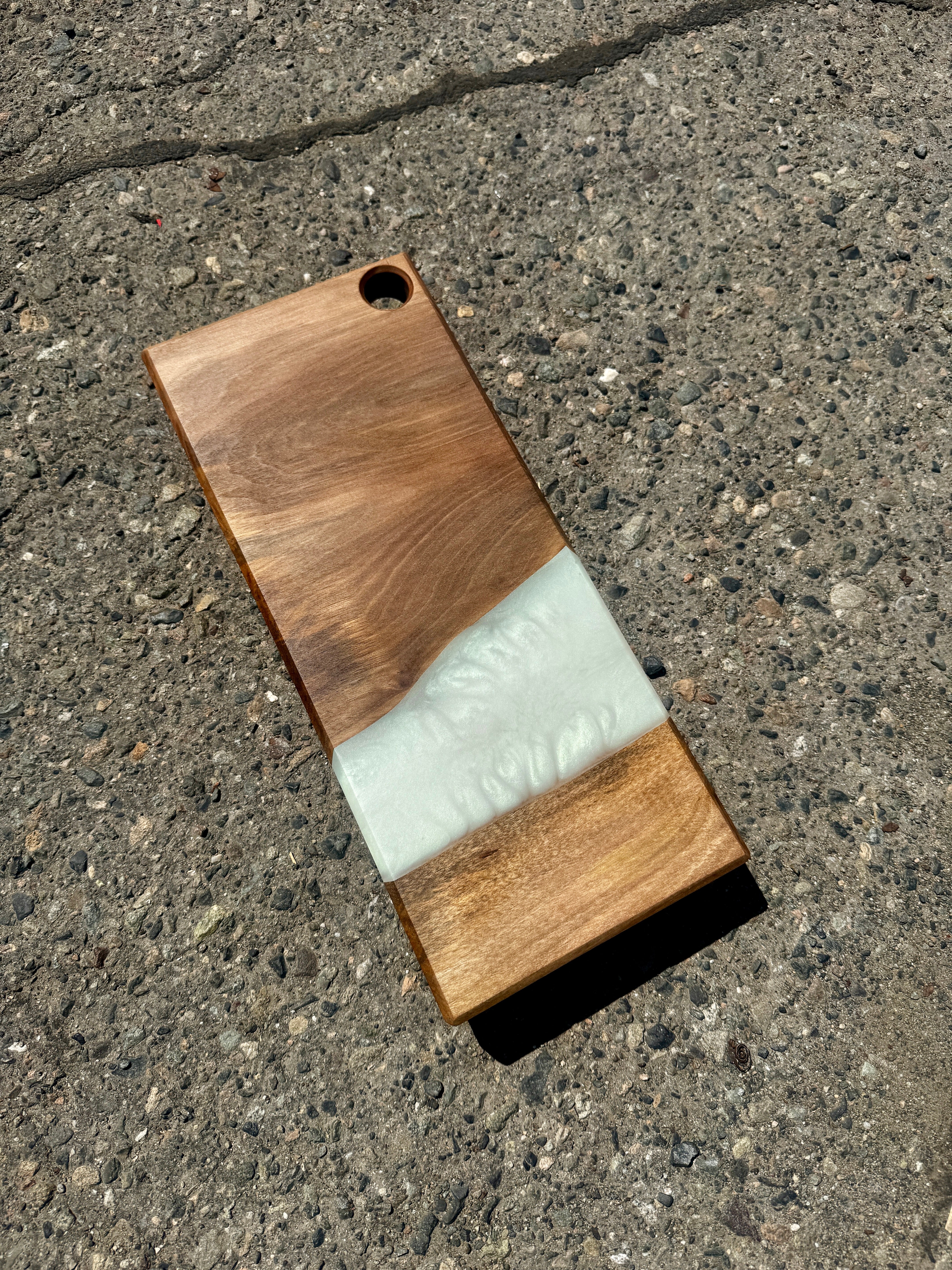 English Walnut & Ghost Green Resin Charcuterie Board