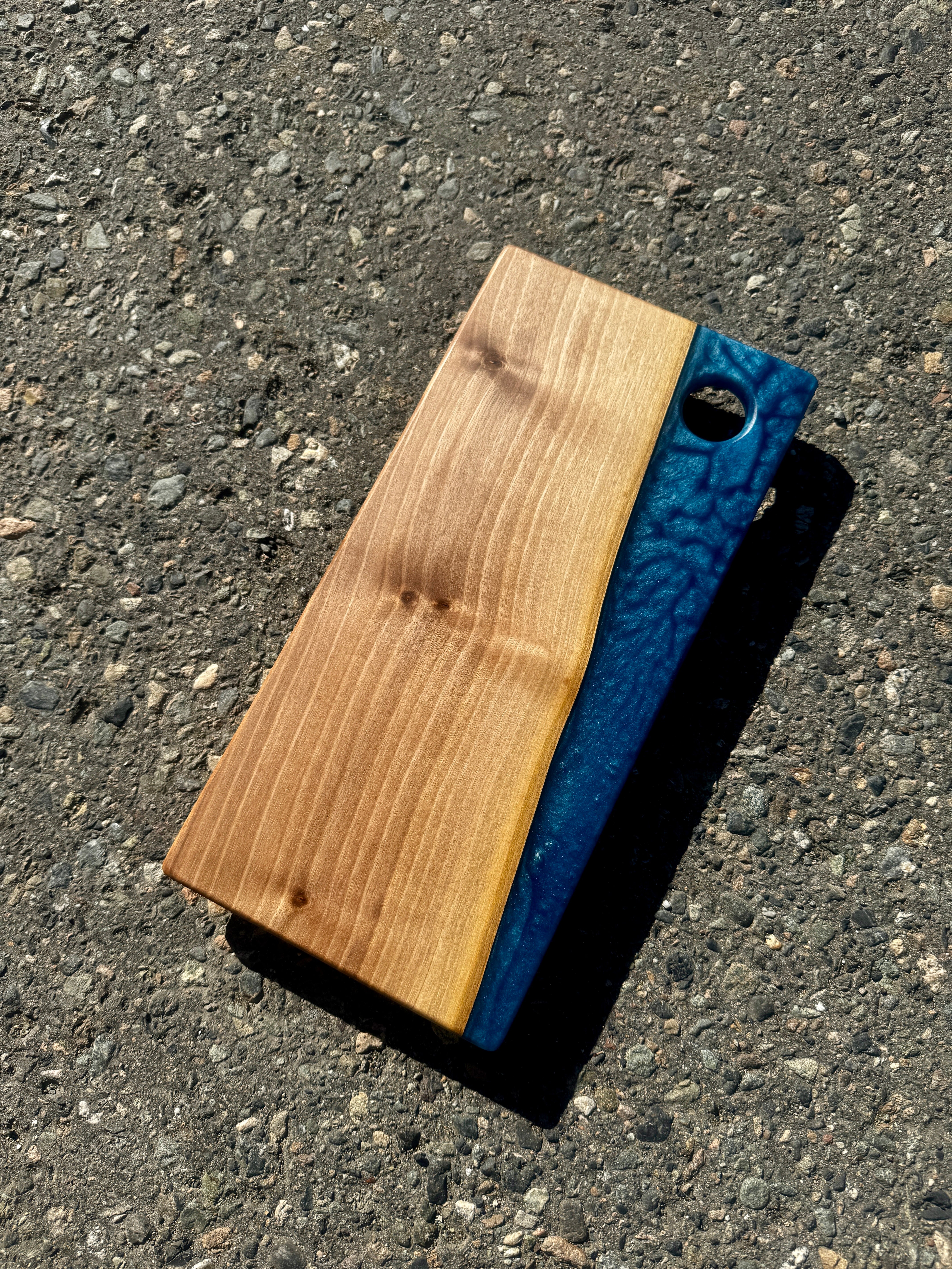 English Walnut & Steel Blue Resin Charcuterie Board