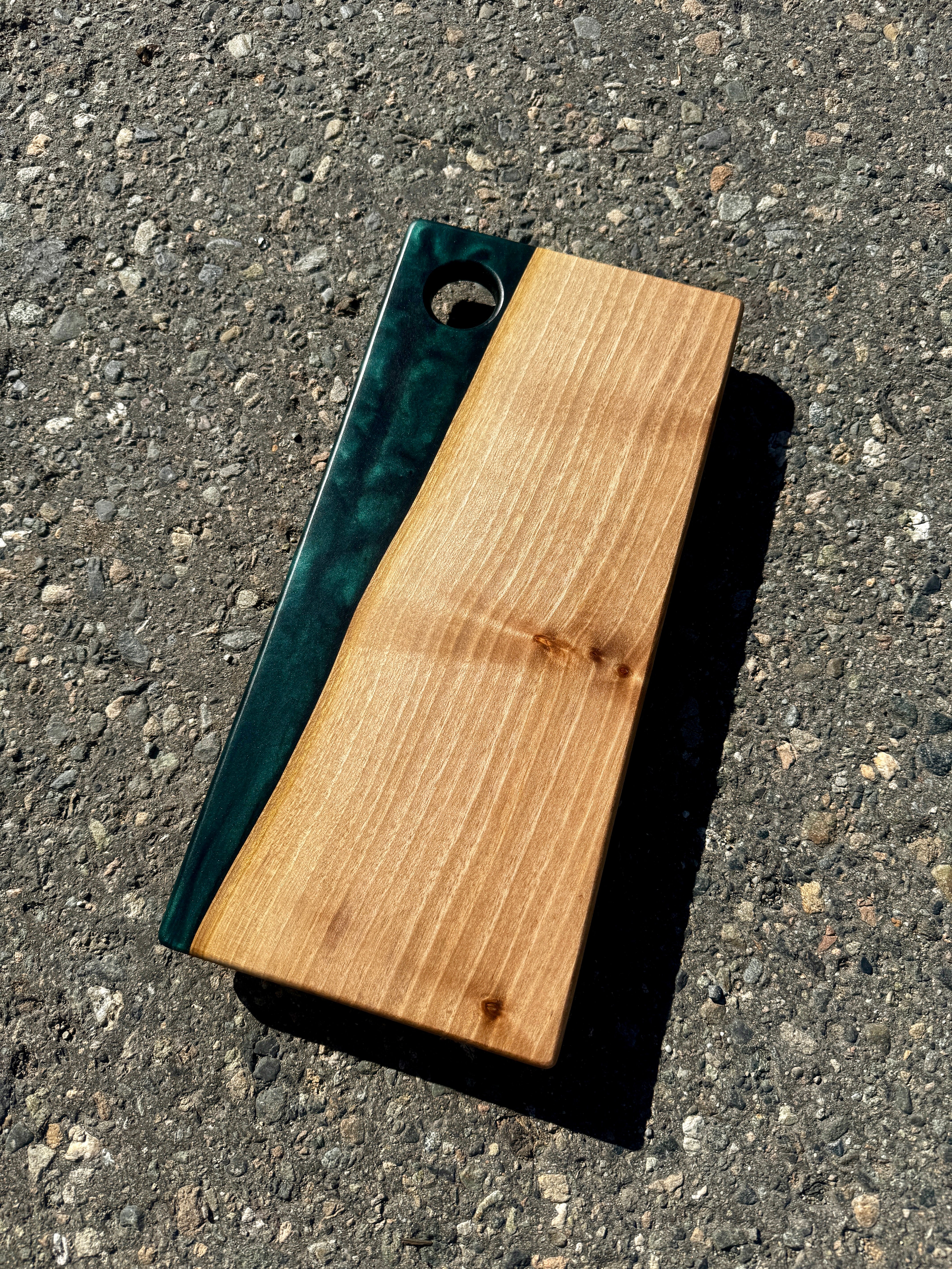 English Walnut & Royal Green Resin Charcuterie Board