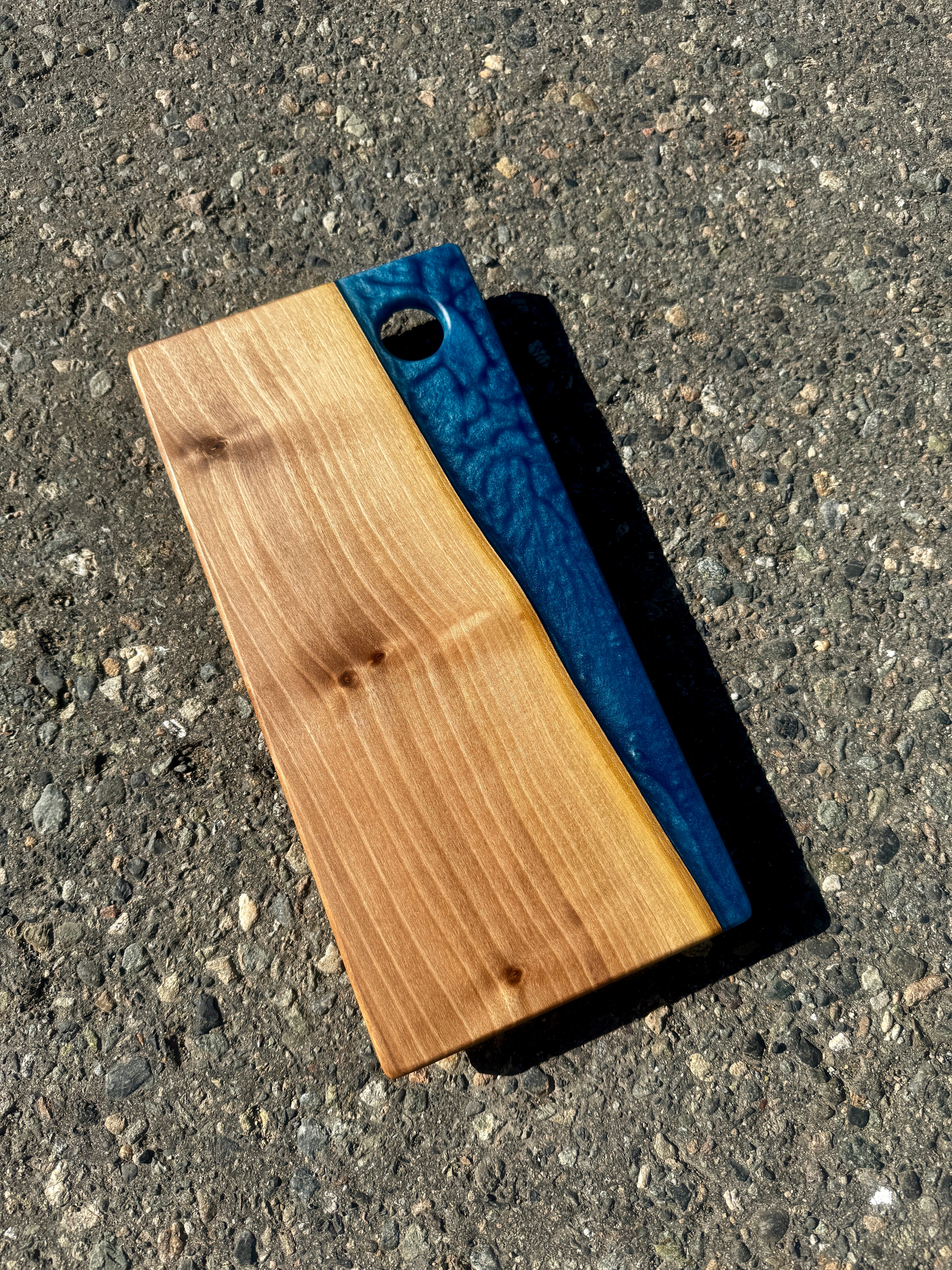 English Walnut & Steel Blue Resin Charcuterie Board